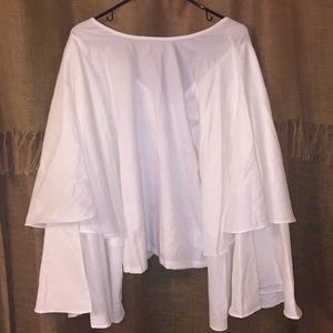 Exaggerated woven tierred sleeve top